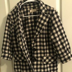 Anthropologie Burlapp Plaid Blazer 3/4 Sleeve S